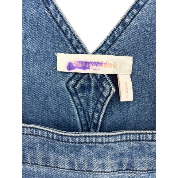 See by Chloe Dress Womens 38 M Small Denim Pinafore Midi Overall Washed Indigo - Picture 4 of 8